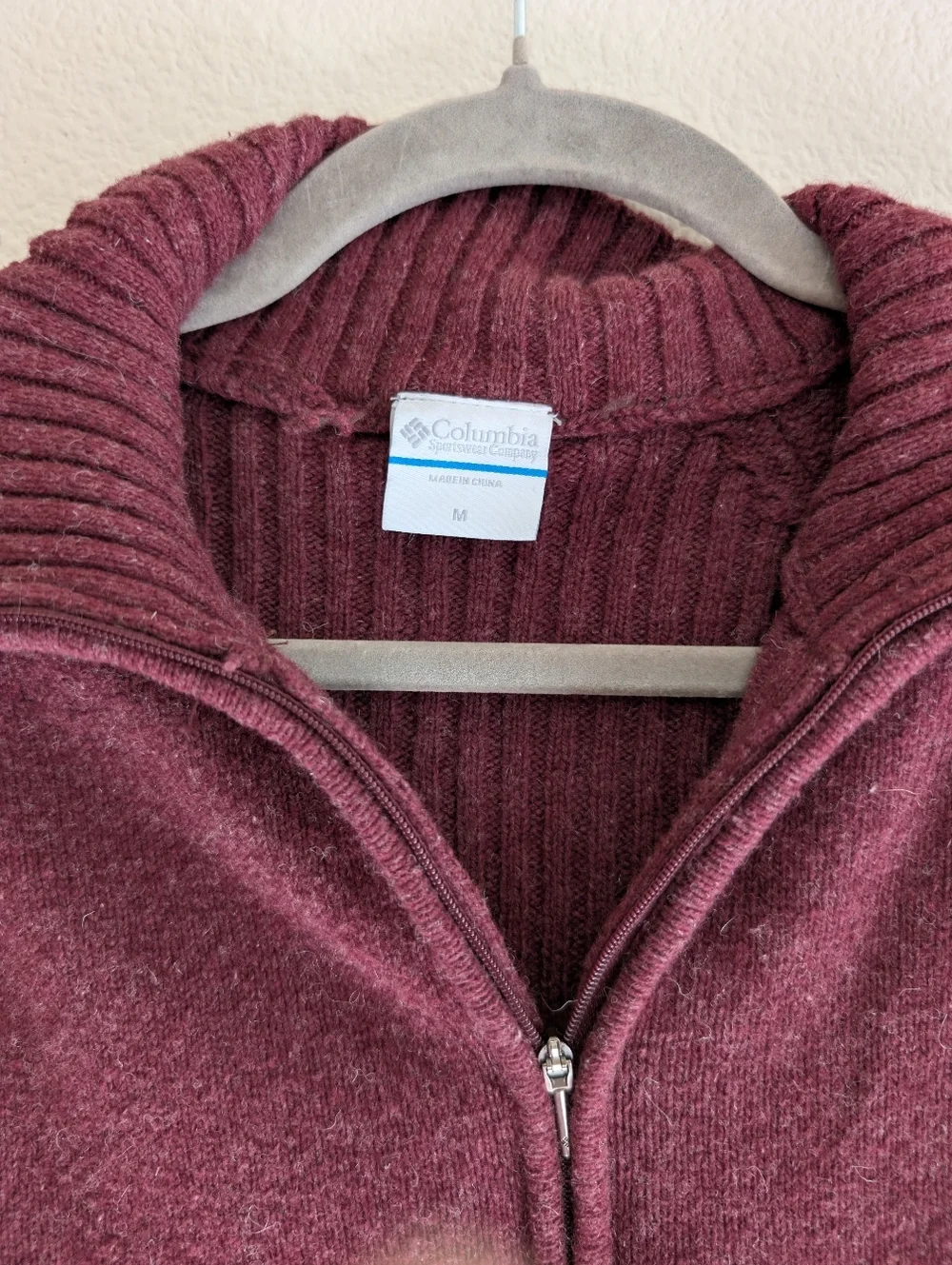 Columbia Wool Quarter Zip-Up Sweater Size Medium